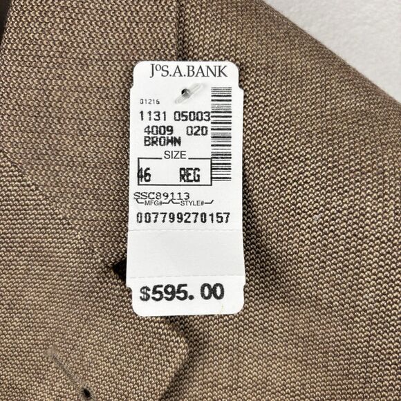 Jos A Bank Traveler Tailored Mens Brown Silk & Wool Blazer Sport Jacket 46R NWT - Picture 5 of 10